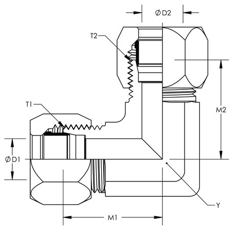 World Wide Fittings Flareless Union Elbow Stainless Steel C2500X04X04SS